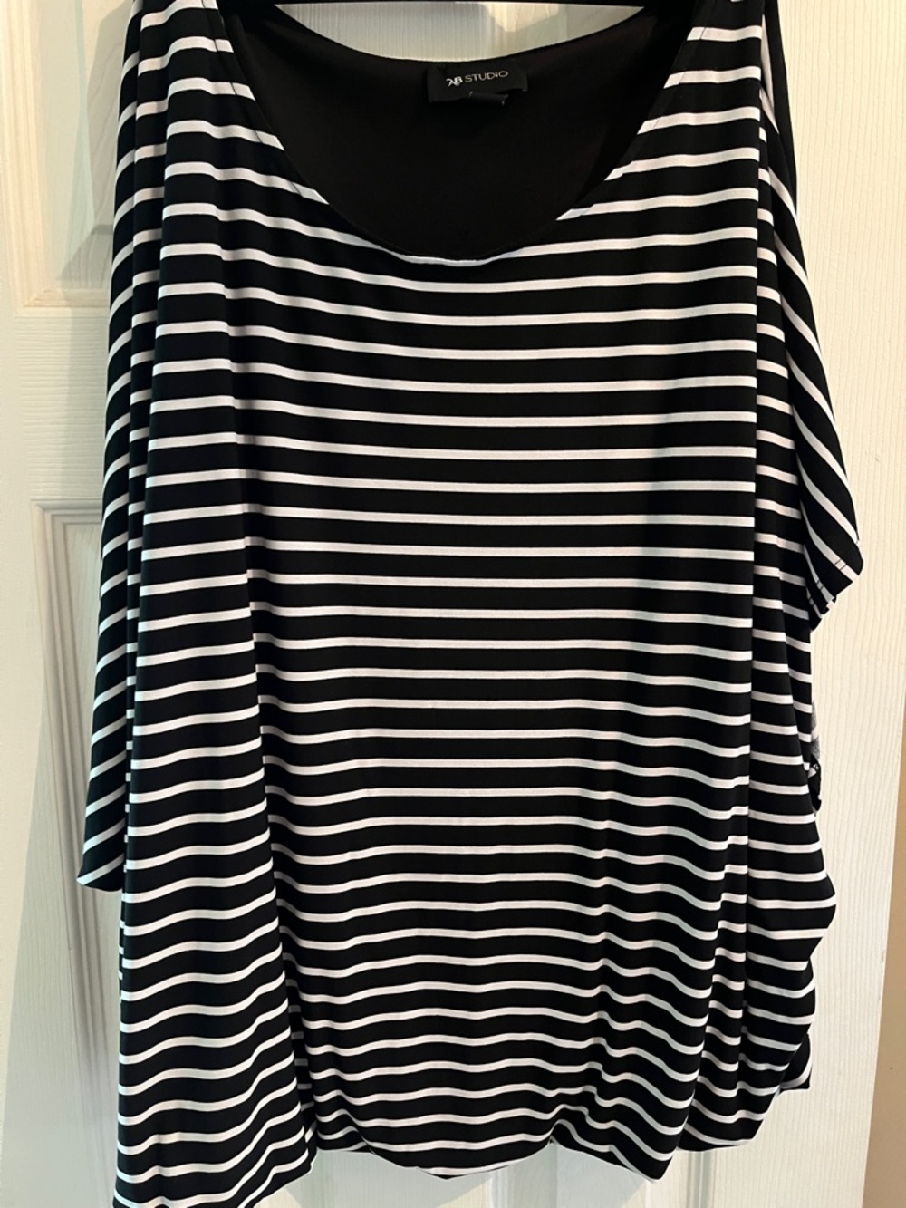 Studio Black & White Striped Scoop Neck Tunic